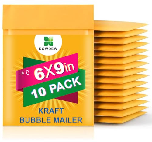 Kraft Bubble Mailers [10 Pack] Shipping Mailing Packing Padded Envelopes #0 (6 x 9)