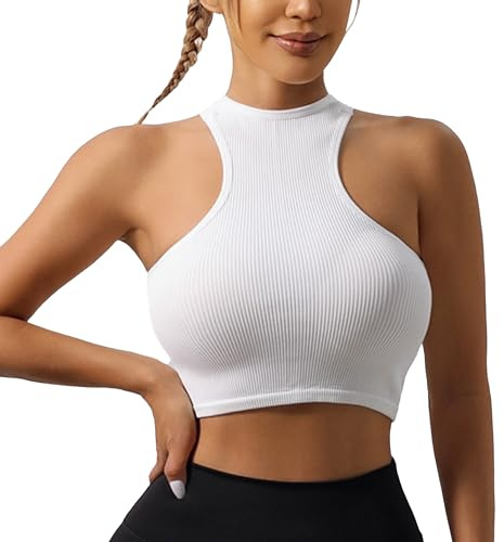 ATRACTIVOLL Camisetas sin Mangas Fitness Mujer Camiseta de Tirantes Deportiva Corto Tops Minimal Tank Top Recortado Básicos Deportivo Ligero Yoga Correr Gimnasio