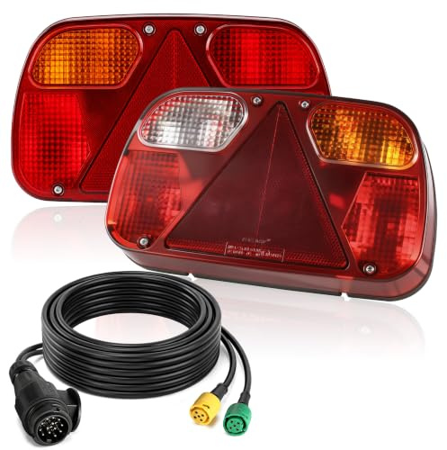 Yinaolan Anhänger Rückleuchten Set 12V 13 Polig mit 7 Funktionen 2 * 5.5m Kabelsatz E-Geprüfte Rücklicht Anhänger Beleuchtung für PKW LKW Boot Wohnwagen Transporter