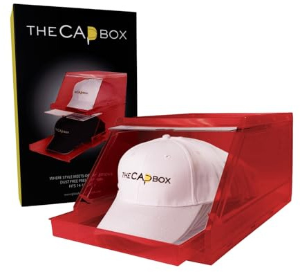 The CapBox 2.0 - Organizador de sombreros para gorras de béisbol, bandeja deslizante apilable para sombreros y sombrero, contenedor de almacenamiento para gorras, 2 años de garantía, antiinclinación y