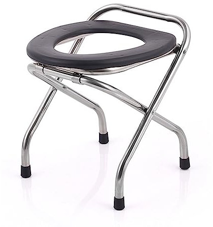 Sedia Comoda WC per Anziani Toilet Chair Toilet Rack Toilette Portatile Campeggio Toilette Pieghevole Toilette Portatile Acciaio Inossidabile con Cuscino Seduta (Color : B)