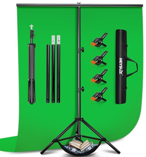 Pantalla Verde con Soporte – Tela de Fondo Fotográfico 2 x 3 m con Soporte para Fotografía, Estudio, Streaming, Chroma Key, Pared de Fondo, Kit de Fotografía Backdrop