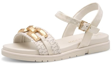 MARCO TOZZI Sandali da donna piatti con fibbia estiva, Cream Comb, 39 EU
