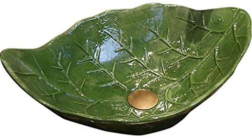Tu Ye Vasque à Poser, Vasque de Salle de Bain Vasque d'art d'hôtel de Luxe Vasque de vanité Vasque de Salle de Bain Vasque à Poser d'art rétro créatif Vasque à Poser(Dark Green)