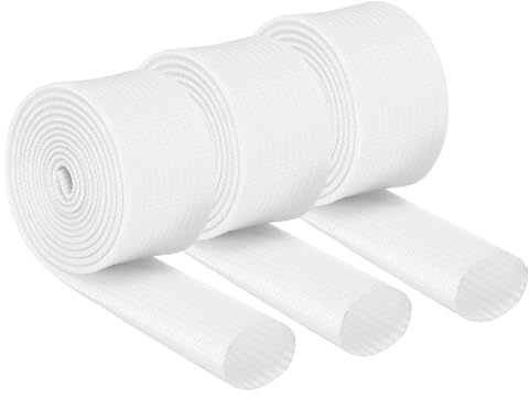 sourcing map 3Pcs Insulation Braided Cable Sleeve,3.3Ft-3/4 Inch ID White, High Temp Silicone Coated Fiberglass Sleeving for Cable Wrap, Automotive Hose Lines Electrical Wiring Protection