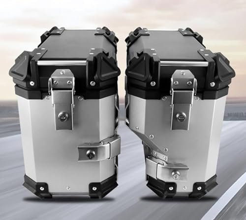 38-Liter-Seitenkoffer für Motorräder, wasserdichte, universelle Heckbox für Motorradkoffer, robuste Aluminium-Seiten-Tourenbox zur Gepäckaufbewahrung für Motorräder, Aufbewahrungskoffer für zwei Schl