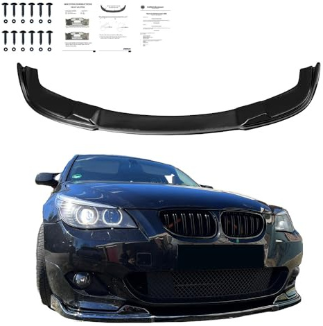 Frontlippe Frontspoiler kompatibel mit BMW 5er E60 E61 M-Paket 2003-2010 mit ABE TÜV Schwarz Glänzend