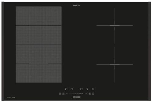 Oranier autarkes FlexX-Induktion 80 cm KXI480 - Brückenfunktion & Slider Bedienung - großes Induktionskochfeld mit 1 Paar schwarze Seitenleisten