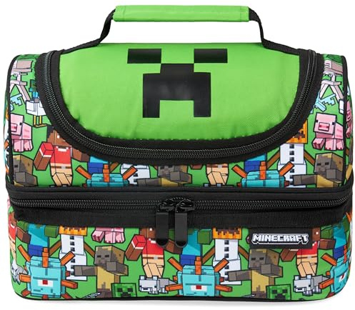 Minecraft Insulated Lunch Bag for Kids Creeper Lunchbox for Boys School Supplies Food Carrier Snacks Picnic Beach Days Travel Gamer Gifts for Kids (Multi)