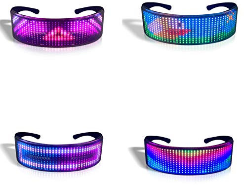 lvifloae Leuchtende Brille, Rave-Brille, schwarze LED-Leuchtbrille, App-Steuerung, USB-Aufladung, mehrfarbige Brille für Party, Geburtstag, Bar, Rave-leuchtende blinkende Brille