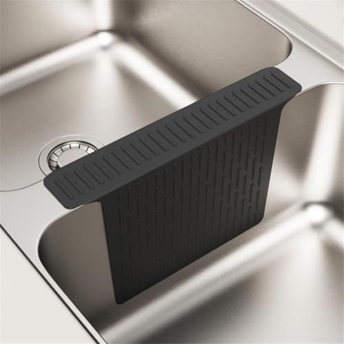 DAZZLEEX Divisore per lavello in silicone Tappetino Sella per Lavello Protezioni per Lavello da Cucina Lavabile in Lavastoviglie Antigraffio per PROTEZIONE (Nero)