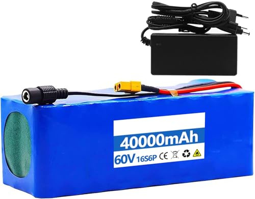 52V 60V 10AH 30Ah 40Ah Fahrrad-Batterien,E-Bike Akku mit Ladegerät Eingebautes BMS Ebike Batterie Elektrofahrradmotor mit Ladegerät XT60,52V 40AH