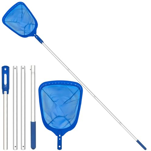 DWTECH Skimmer Pool Kescher, Schwimmbad Kescher mit Teleskopstange,Poolreinigung Laubkescher Kescher für Whirlpools, Spas,Planschbecken,Teich (175cm)