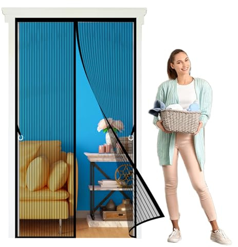 Zanzariere Magnetiche per Porte Finestre su Misura 122 x 246 cm Anti Zanzare Insetti Zanzariera Anti Insetti per Porta Finestra Balcone Soggiorno, Nero
