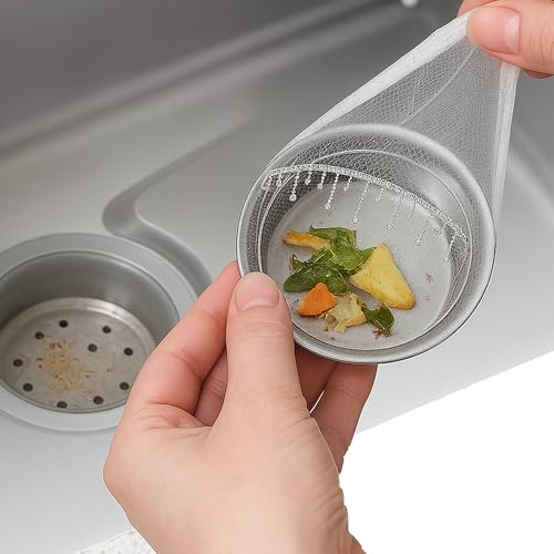 200 PCS Kitchen Sink Strainer Net Disposable Mesh Sink Strainer Bags Kitchen Sinks Filter Net Disposable Drain Nets Anti Clogging Elastic Mesh Trash Bag for Most Sizes