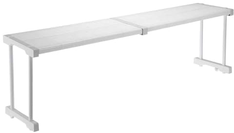 HARFINGTON Expandable Cabinet Tension Shelf 34.25 to 42.52 Adjustable Cabinet Organizer 32 x 9.45 Flower Pattern Table Storage Rack for Wardrobe Cupboard Kitchen Bedroom