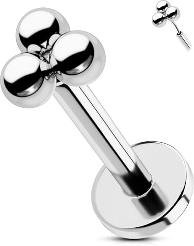 OUFER Body Piercing 16G/18G Labret Piercing Jewellery Threadless Helix Earrings Lip Stud Bars Titanium Tragus Conch Cartilage Flat Back Earrings 6/8mm