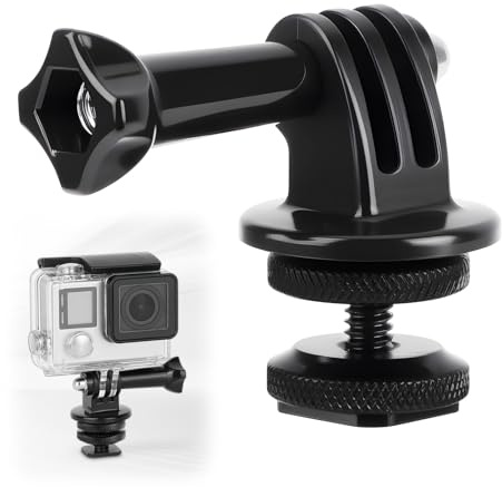 RJLLKD Cold Shoe Adapter für Action Cams, Aluminiumlegierung Action Cam Cold Shoe Mount Adapter mit 1/4 Gewinde für Hero 14/13/12/11/10/9/8/7/6, Stativ, Selfie Stick, Einbeinstativ, DSLR Kamerablitz