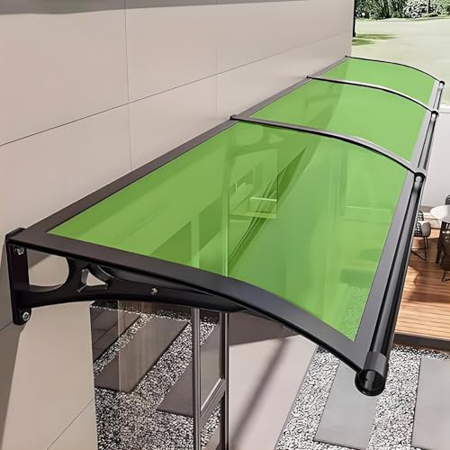 Auvent de porte extérieure – Protection UV et pluie pour fenêtres et patios – Support en aluminium résistant aux intempéries – Facile à installer – Housse d'auvent verte pour volet solaire
