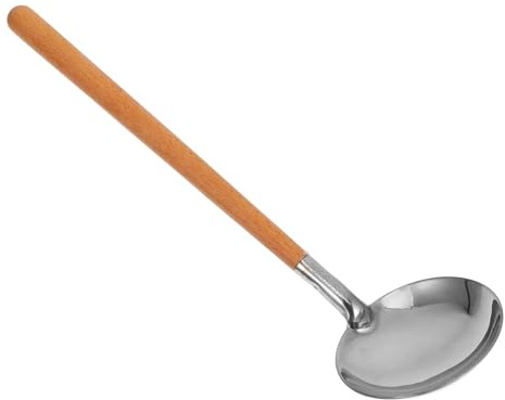 Alipis Louche Inox Multifonction avec Passoire Intégrée Manche Bois Cuillère de Service et Filtrante pour Cuisine Soupe et Sauce et Facile à Nettoyer