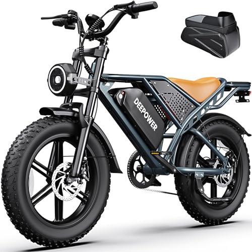 DEEPOWER QS7 Vélo Électrique, Batterie Amovible 48V 60Ah/35Ah/20Ah, Autonomie 110-250KM, Moteur 120 N·m, Pneu Gras 20'' X 4.0, 7 Vitesses, Suspension Hydraulique Complète