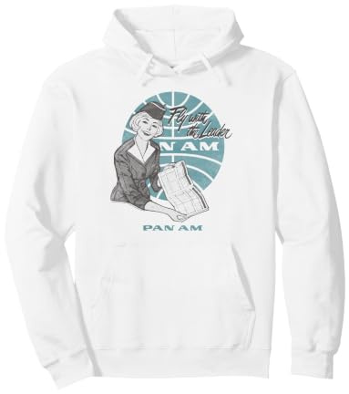 Pan Am Fly with the Leader Illustration Retro Airline Ad Pullover Hoodie