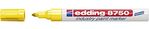 edding 8750 Marqueur peinture spécial industrie - jaune - 1 stylo - pointe ronde 2-4 mm - pour écrire sur une surface poussiéreuse, légèrement huileuse, pneu, métal, verre et du bois - permanent