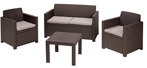 Allibert Lounge Set Rattan, Alabama, Braun, 4-teiliges Lounge Set in Rattanoptik