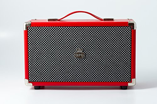 Enceinte GPO Westwood Retro 25 Watt avec caisson de basses, entrée RCA, Bluetooth avec grille rétro et poignée de transport - Rouge