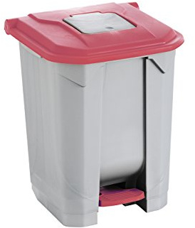 Maya Professional Tools 09105 Poubelle avec pédale, seau intérieur et roulettes, 50 L, rouge