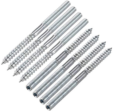 sourcing map M6 Stockschrauben, Länge 91 mm, Doppelkopfschrauben, selbstschneidende Schraube, 6 mm, Holzgelenk, Möbelbeine, 8 Stück