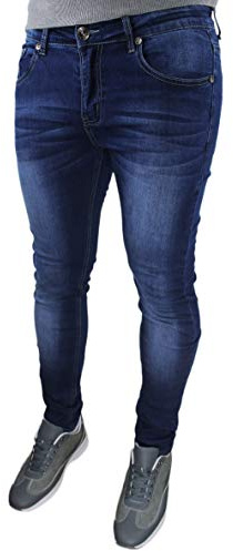 Evoga Jeans Denim Pantaloni Uomo Slim Fit Casual Blu Scuro Stretch (52, Blu Scuro)