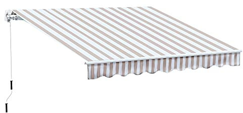 Outsunny Markise mit Handkurbel, Gelenkarmmarkise, Sonnenschutz, Wandmontage, Balkon, Alu Berge 3 x 2,5 m