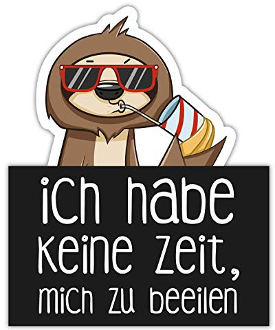 easydruck24de Aufkleber Faultier Keine Zeit zu beeilen 15 cm - dv733 | lustig Fun-Aufkleber für Auto Roller Wohnmobil, witterungsbeständig, vergilbungsfrei