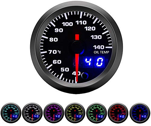 Supmico 52mm Motore Auto Kit misuratore Temperatura Olio dell'olio Puntatore Digitale Doppio Indicatore Luminoso a LED 7 Colori