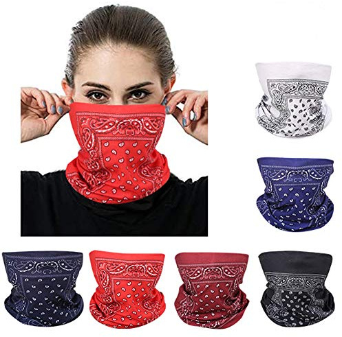 XINYUN Bandanas Mask Outdoor Seamless Neck Gaiter Paisley Magic Headband Scarf Face Cover for Dust Wind High Elastic Multi Headwear with UV Resistance for Cycling Yoga Hiking Fishing Pack of 6