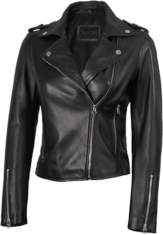 Blingsoul Biker Black Leather Jacket Women | [1309682] Kirsten Black, S