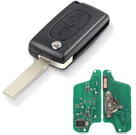 Heart Horse 2 Tasten 207 CE0523 Auto Schlüssel mit Ask 433Mhz PCF7941 Chip | für Peug-eot 208 307 308 408 Funkschlüssel Gehäuse Citr-oen C2 C3 4 5 Auto Fernbedienung Schlüsselgehäuse mit Batterie Klinge