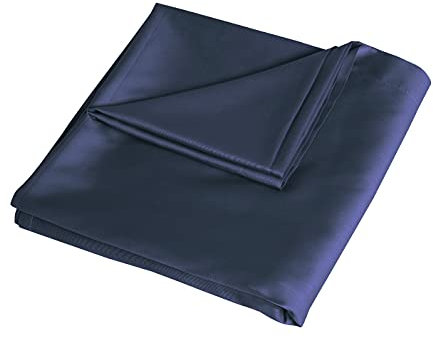 Sleepdown Flat Sheet 100% Cotton Sateen Soft Cosy 300 Thread Count Luxury Bedding Bedsheet Bed Linen - Navy Blue - Double (230cm x 254cm) 5056242826132