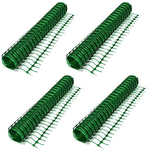 4 Rollen mit je 1 m x 50 m Absperrzaun Kunststoff GRÜN, Bauzaun Sicherheitszaun Zaun Netz Gitter (4 Rollen je 50 m, Grün)