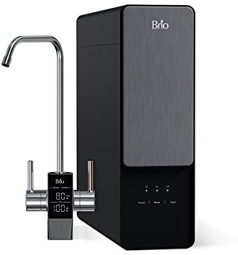Brio Aquus Umkehrosmose-Tank, weniger Wasserfiltrationssystem mit intelligentem Wasserhahn, 800 Gallonen pro Tag, 2:1 pur zum Ablassen