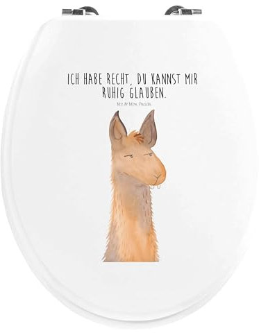 Mr. & Mrs. Panda Motiv WC Sitz Lamakopf Genervt - Geschenk, Partnerin, WC-Sitz, Alpaka, Toilette, Chefin, Klobrille, Büroalltag, Klodeckel,