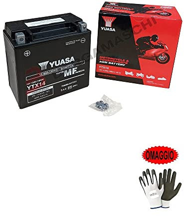 COMPATIBLE AVEC BMW R GS 1200 de 2004 à 2012 BATTERIE YUASA YTX14 BATTERIE DECHARGE LENTE 12 AMPERE 12 VOLT PRÊT POUR L'UTILISATION 150X87X147MM SEPARATEUR AGM charge