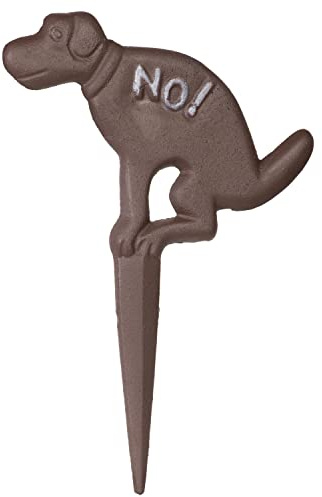 Moritz Gußeisen Steckschild NO kein Hundeklo braun Verbotsschild Hunde | Massives Schild mit Erdspieß, wetterfest, rostet charmant nach, einfach in Beet, Rasen oder Vorgarten stecken