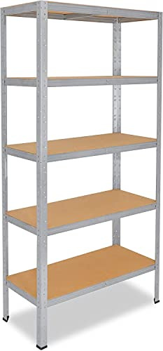 AERREGI 150X70X30 Scaffale in metallo 5 ripiani per carichi pesanti zincato con 5 ripiani con 50 Kg capacità di carico/Scaffali in metallo per garage come scaffali per ripostiglio o officina