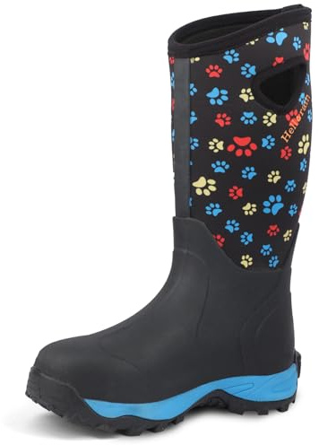 Hellorain Women's Rain Boots, Neoprene Rubber Boots, Waterproof Insulated Barn Boots, Girls Mud Working, Gardening, Farming, Fishing wadooks