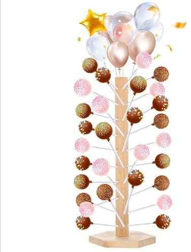 mumisuto Soporte para Piruletas,Soporte de Madera para Piruletas,Soporte para Tartas con 60 Agujeros,Expositor de Cake Pop Soporte para Mesa de Postre,Boda,Cumpleaños,Baby Shower Fiesta