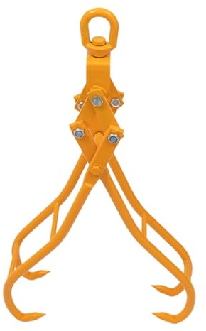 HAPPCUCOE 36inch 4 Claw Log Grapple for Logging Tongs,Log Lifting Tongs,4 Claw Steel Timber Log Grapple Skidding Tongs for Truck,ATV,Tractor, Yellow/Red (Yellow)