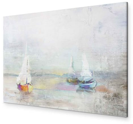 murando - Akustikbild Abstrakt 120x80 cm Bilder mit Akustikschaumstoff Hochleistungsschallabsorber Schallschutz Leinwandbild XXL 1 tlg Wandbild Boot See Landschaft c-C-10030-b-a