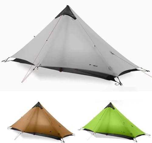 ROOMEDAL 3F UL Gear Lanshan Ultraleichtes Zelt, wasserdicht, professionelles Wanderzelt, 1 Personen-Zelte für Camping, 3-Jahreszeiten, Rucksackreisen, Zelt (Grau, 1 Personen, 3 Jahreszeiten)